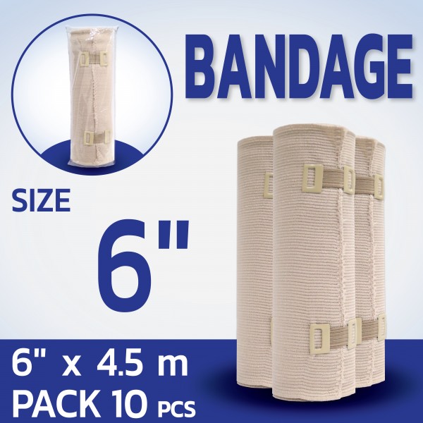 Elastic Bandage ผ้ายืดพันเคล็ด 6นิ้ว ยาว4.5เมตร  (12ชิ้น/แพ็ค)