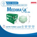 หน้ากากอนามัย Medimask ASTM Level 1 สีเขียว ชนิดสายผูก (บรรจุ50ชิ้น/กล่อง)